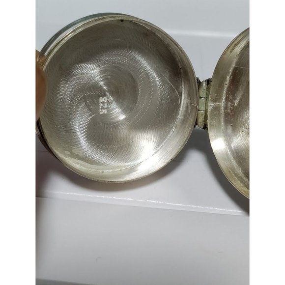 Vintage Sterling Silver Maple Marcasite Embossed Design Pewter Trinket Box Round - Picture 5 of 10